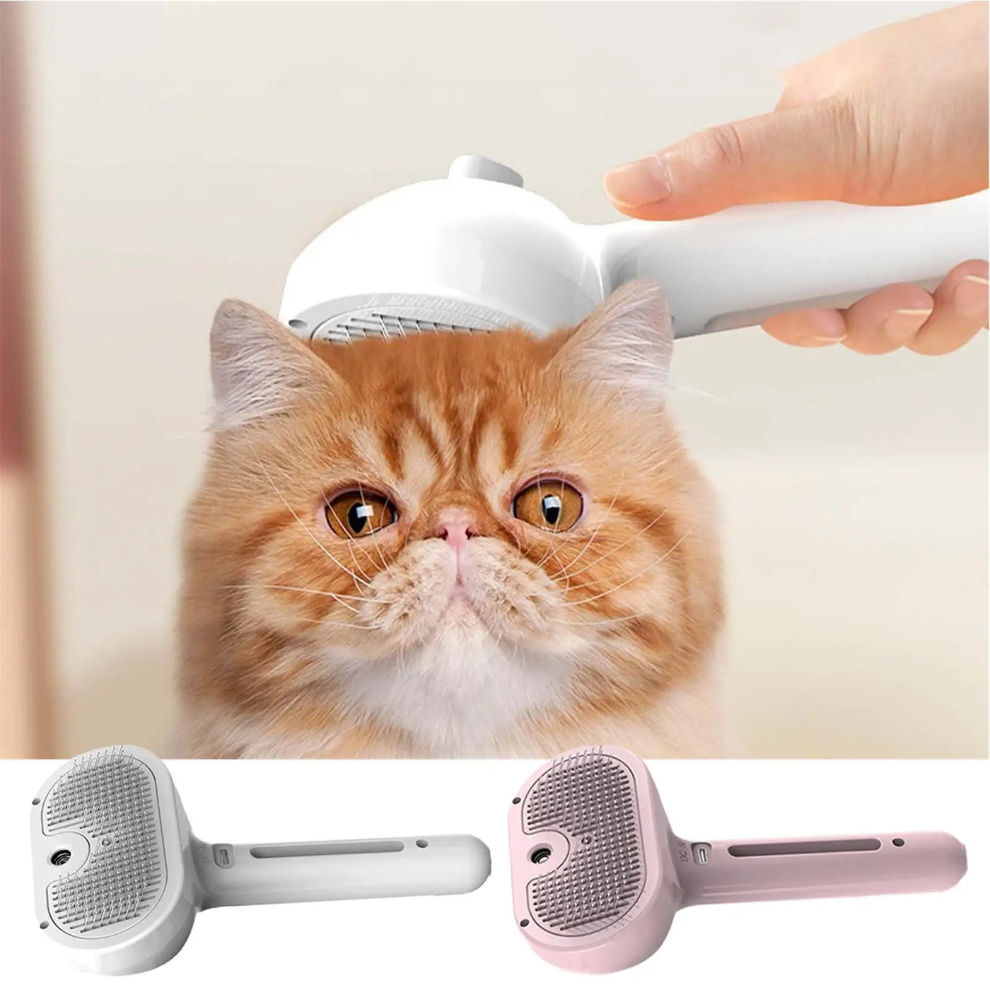 Steamy 3-in-1 Electric Pet Grooming Brush with Spray & Massage