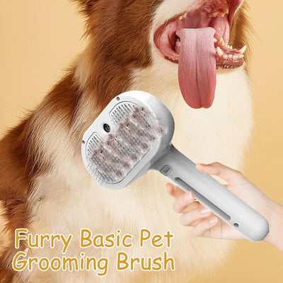 Steamy 3-in-1 Electric Pet Grooming Brush with Spray & Massage