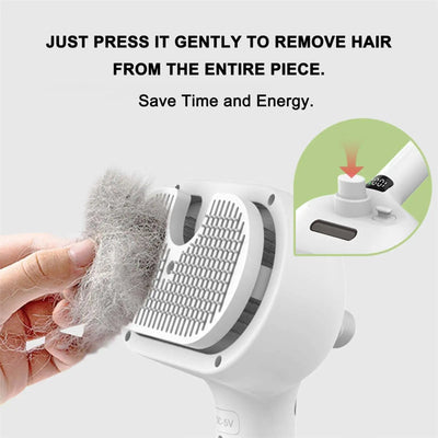 Steamy 3-in-1 Electric Pet Grooming Brush with Spray & Massage