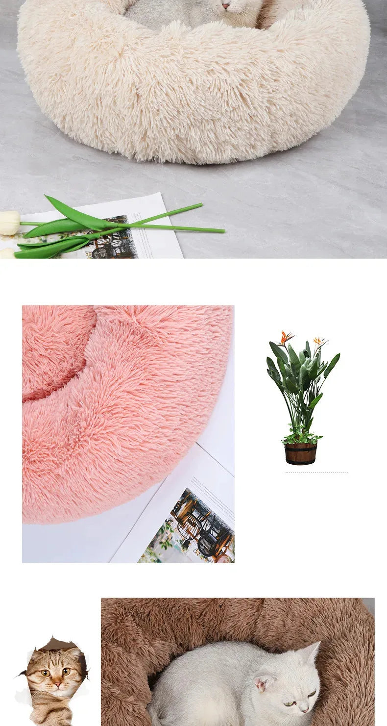 Luxurious Plush Winter Pet Nest – Warm, Cozy &amp; Washable Bed for Cats &amp; Small Dogs