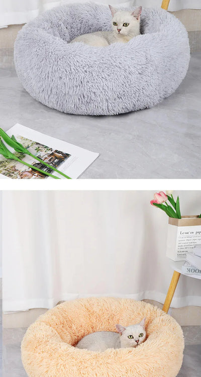 Luxurious Plush Winter Pet Nest – Warm, Cozy &amp; Washable Bed for Cats &amp; Small Dogs