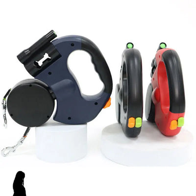 3-in-1 Retractable Dog Leash with LED Light & Poop Bag Dispenser
