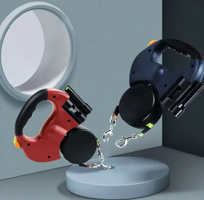 3-in-1 Retractable Dog Leash with LED Light & Poop Bag Dispenser