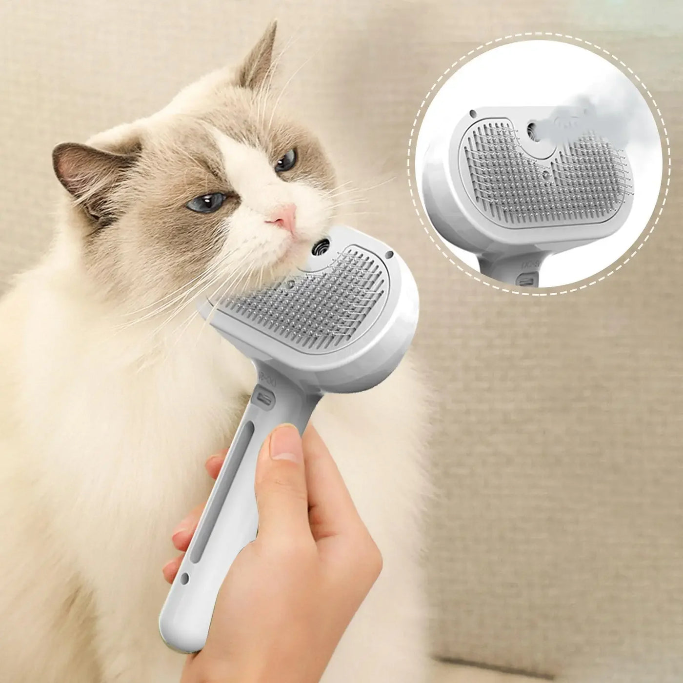 Steamy 3-in-1 Electric Pet Grooming Brush with Spray & Massage
