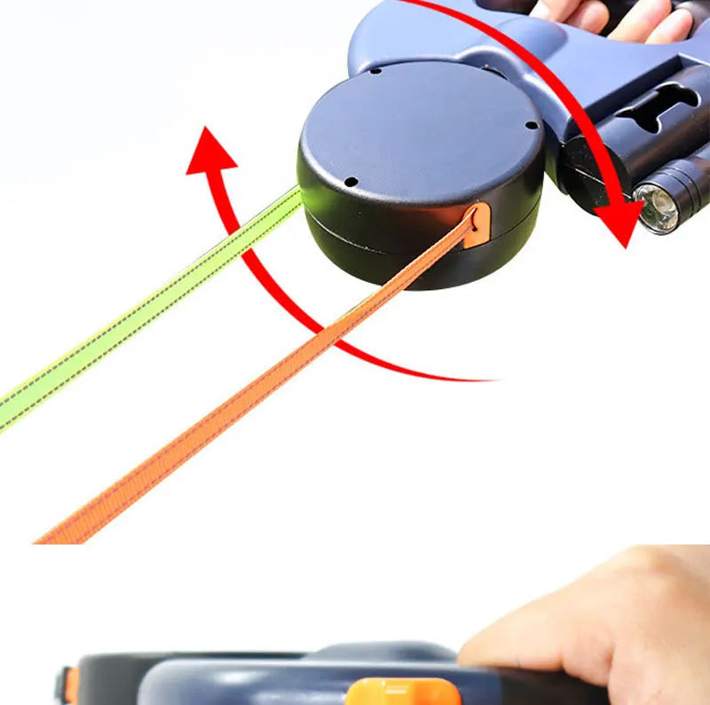 3-in-1 Retractable Dog Leash with LED Light & Poop Bag Dispenser
