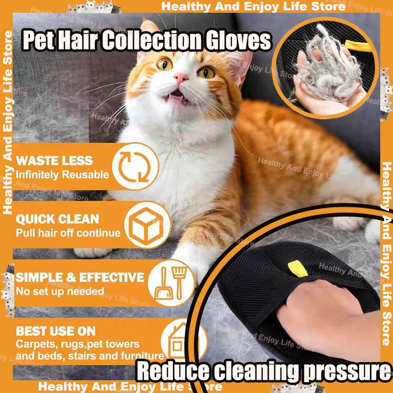 🐾 Pet Hair Cleaning & Collection Gloves  Double-Sided Multi-Functional Grooming Tool