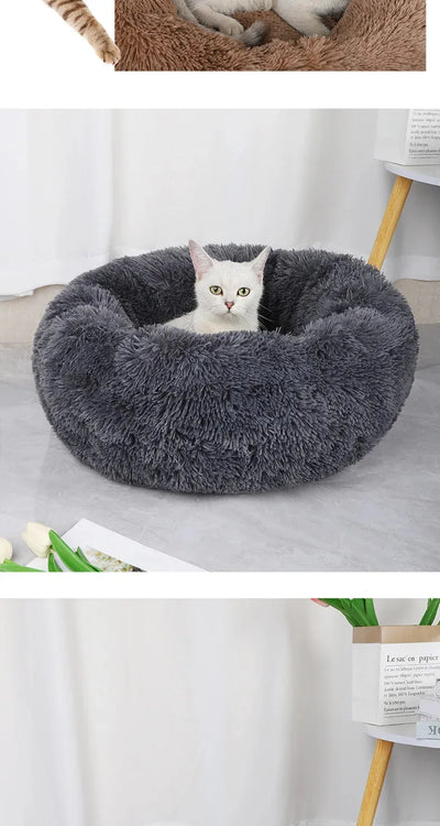 Luxurious Plush Winter Pet Nest – Warm, Cozy &amp; Washable Bed for Cats &amp; Small Dogs