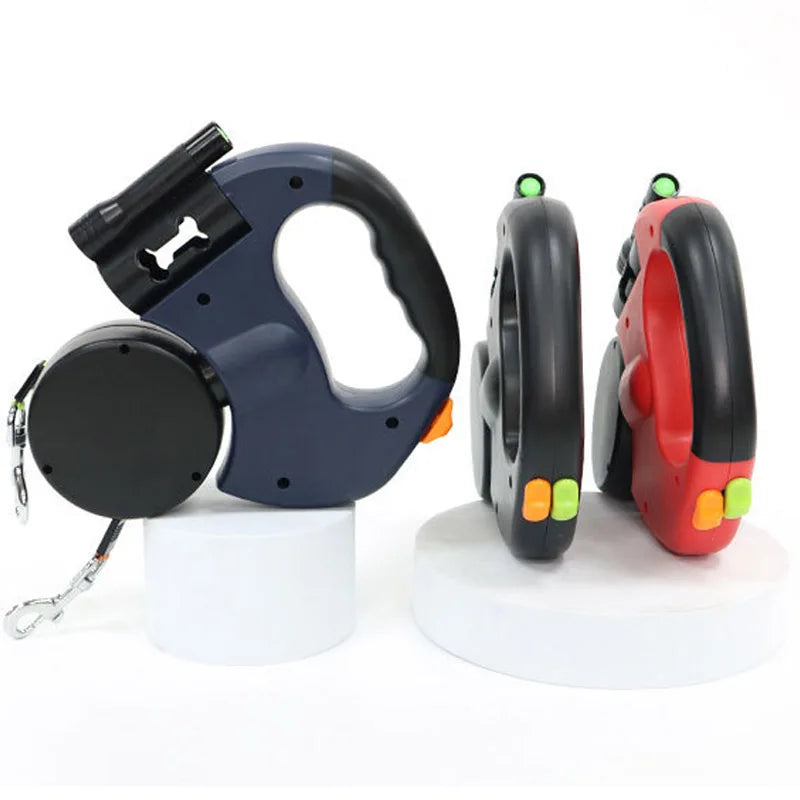 3-in-1 Retractable Dog Leash with LED Light & Poop Bag Dispenser