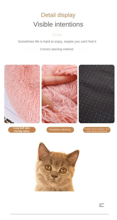 Luxurious Plush Winter Pet Nest – Warm, Cozy &amp; Washable Bed for Cats &amp; Small Dogs